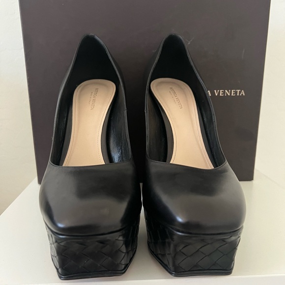 Bottega Veneta Nappa Intrecciato Platform Pumps Black Leather 40 - Picture 5 of 10